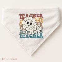 Retro Teacher Cute Gift Sunflower Heart USA-Made Doggie Bandana thumb 0