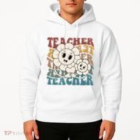 Retro Teacher Cute Gift Sunflower Heart Hoodie thumb 2