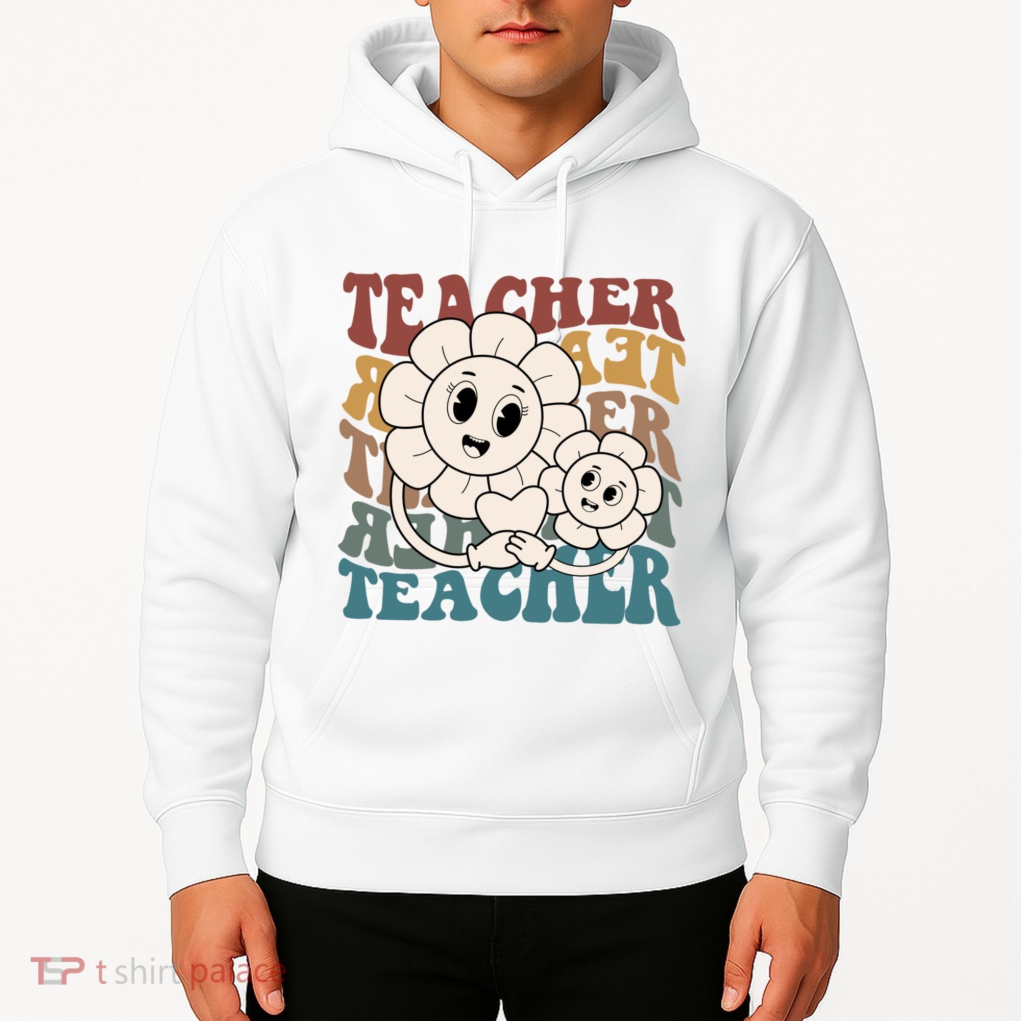 Retro Teacher Cute Gift Sunflower Heart Hoodie