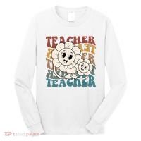 Retro Teacher Cute Gift Sunflower Heart Long Sleeve Shirt thumb 0