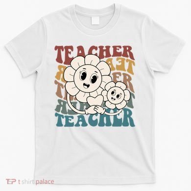Retro Teacher Cute Gift Sunflower Heart T-Shirt