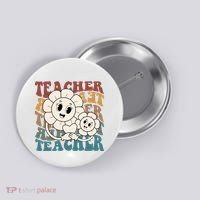 Retro Teacher Cute Gift Sunflower Heart Button thumb 0
