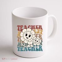 Retro Teacher Cute Gift Sunflower Heart Coffee Mug thumb 1