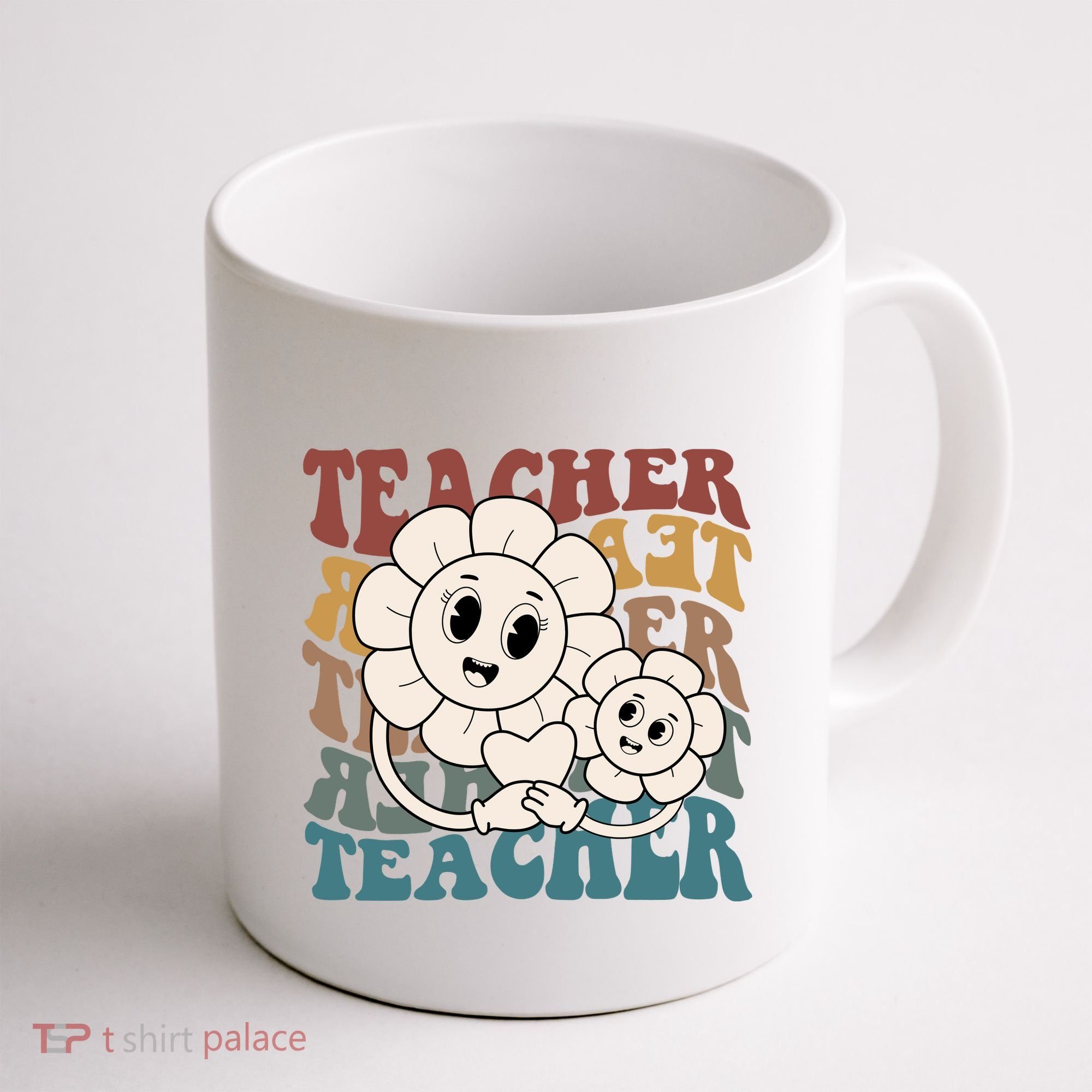 Retro Teacher Cute Gift Sunflower Heart Coffee Mug