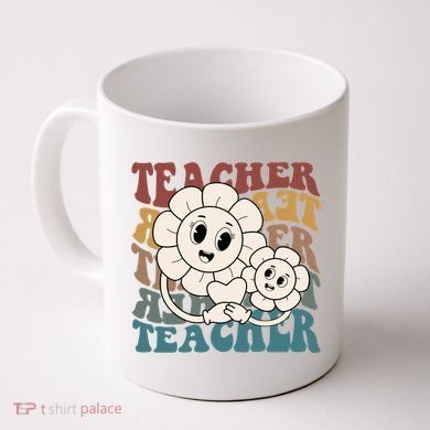 Retro Teacher Cute Gift Sunflower Heart Coffee Mug