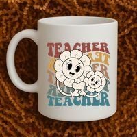 Retro Teacher Cute Gift Sunflower Heart Coffee Mug thumb 2