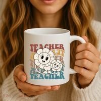 Retro Teacher Cute Gift Sunflower Heart Coffee Mug thumb 3