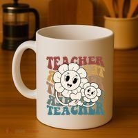 Retro Teacher Cute Gift Sunflower Heart Coffee Mug thumb 4