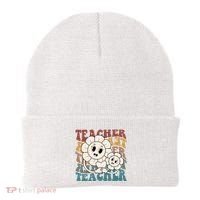 Retro Teacher Cute Gift Sunflower Heart Beanie thumb 0