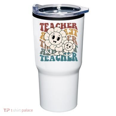 Retro Teacher Cute Gift Sunflower Heart Tumbler