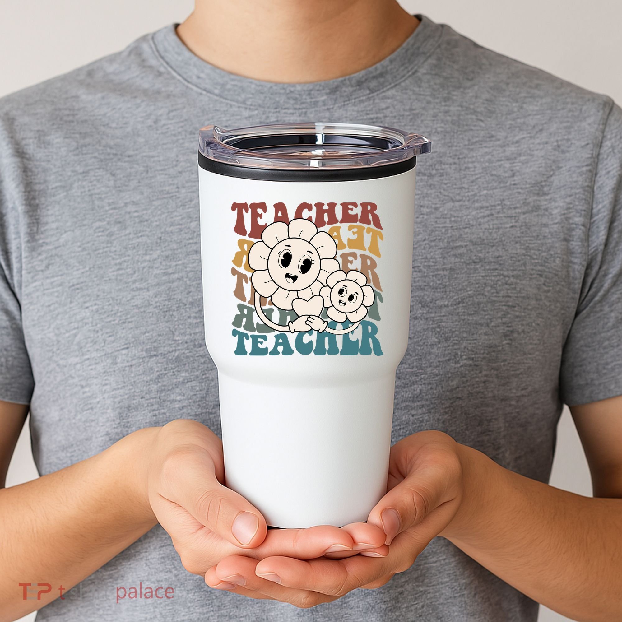 Retro Teacher Cute Gift Sunflower Heart Tumbler