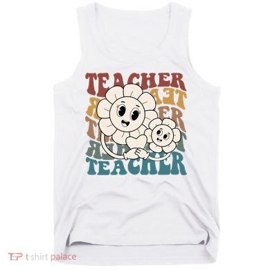 Retro Teacher Cute Gift Sunflower Heart Tank Top