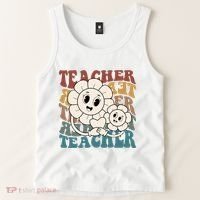 Retro Teacher Cute Gift Sunflower Heart Tank Top thumb 2