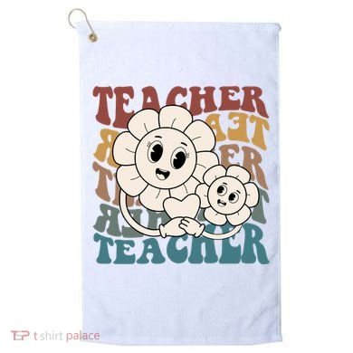 Retro Teacher Cute Gift Sunflower Heart Golf Towel