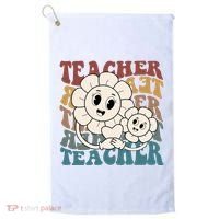 Retro Teacher Cute Gift Sunflower Heart Golf Towel thumb 0
