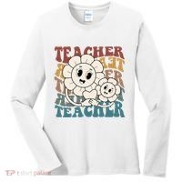 Retro Teacher Cute Gift Sunflower Heart Women's Long Sleeve Shirt thumb 0