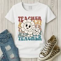 Retro Teacher Cute Gift Sunflower Heart Women's T-Shirt thumb 3