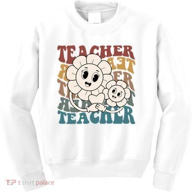 Retro Teacher Cute Gift Sunflower Heart Kids Sweatshirt