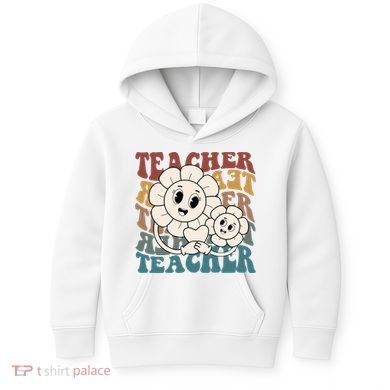 Retro Teacher Cute Gift Sunflower Heart Kids Hoodie