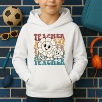 Retro Teacher Cute Gift Sunflower Heart Kids Hoodie thumb 2