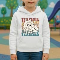 Retro Teacher Cute Gift Sunflower Heart Kids Hoodie thumb 3