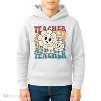 Retro Teacher Cute Gift Sunflower Heart Kids Hoodie thumb 4