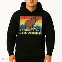 Respect The Capybara Retro Capy Rodent Animal Women Hoodie thumb 2