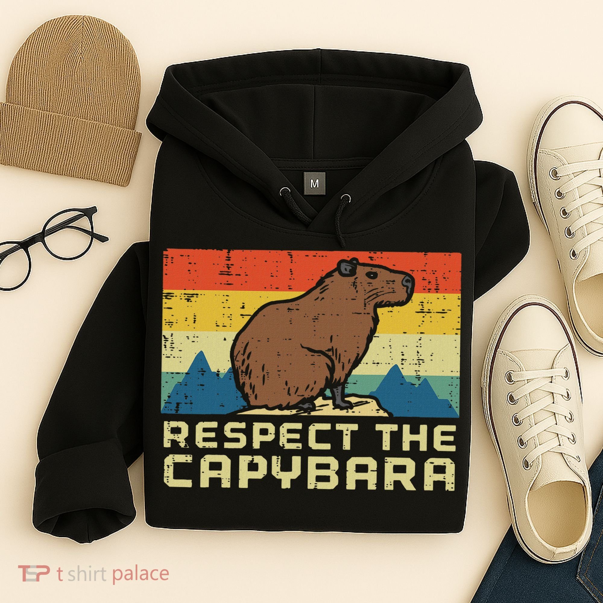 Respect The Capybara Retro Capy Rodent Animal Women Hoodie
