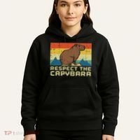 Respect The Capybara Retro Capy Rodent Animal Women Hoodie thumb 5