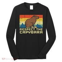 Respect The Capybara Retro Capy Rodent Animal Women Long Sleeve Shirt thumb 0