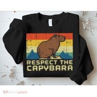 Respect The Capybara Retro Capy Rodent Animal Women Sweatshirt thumb 2