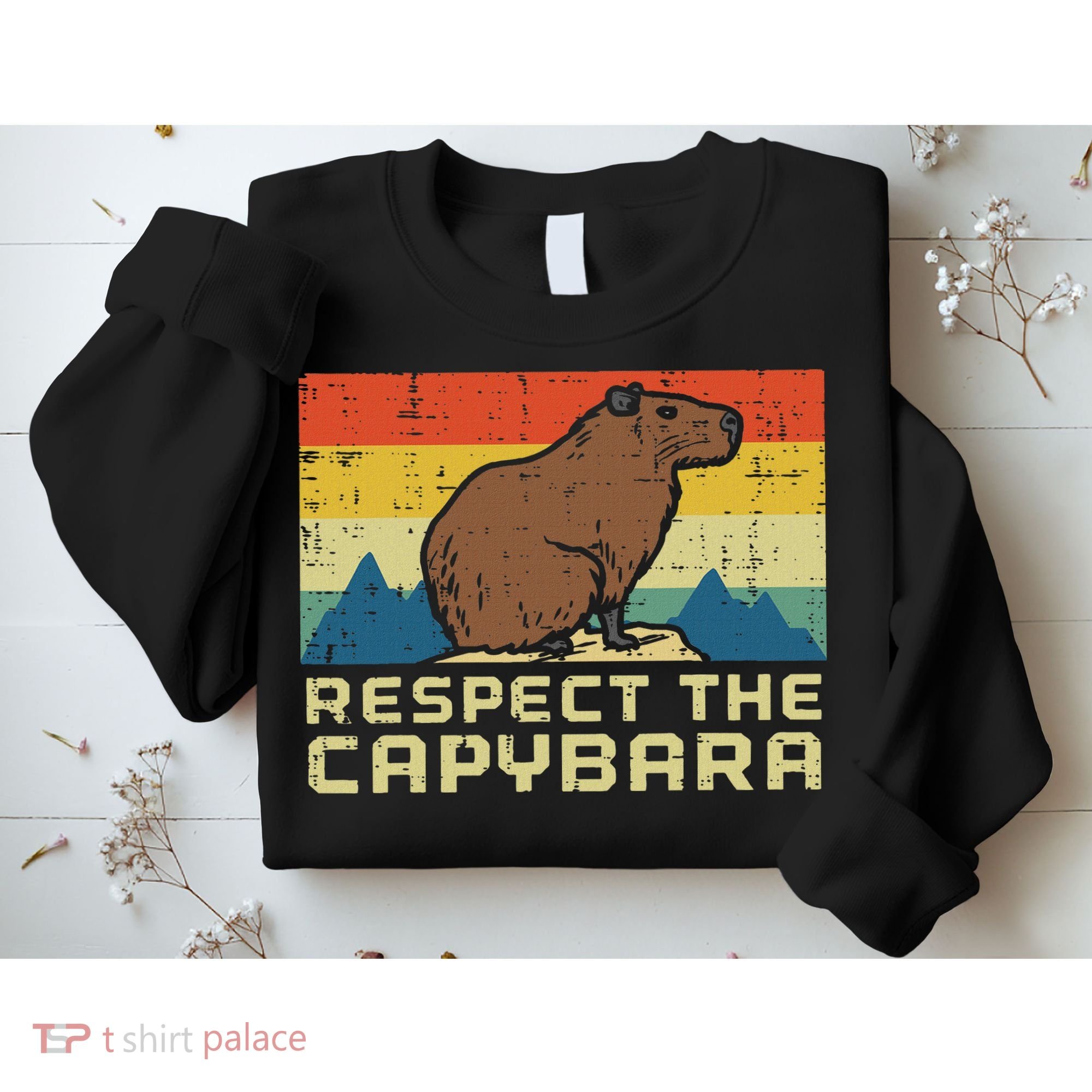 Respect The Capybara Retro Capy Rodent Animal Women Sweatshirt