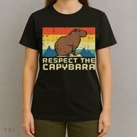 Respect The Capybara Retro Capy Rodent Animal Women T-Shirt thumb 4