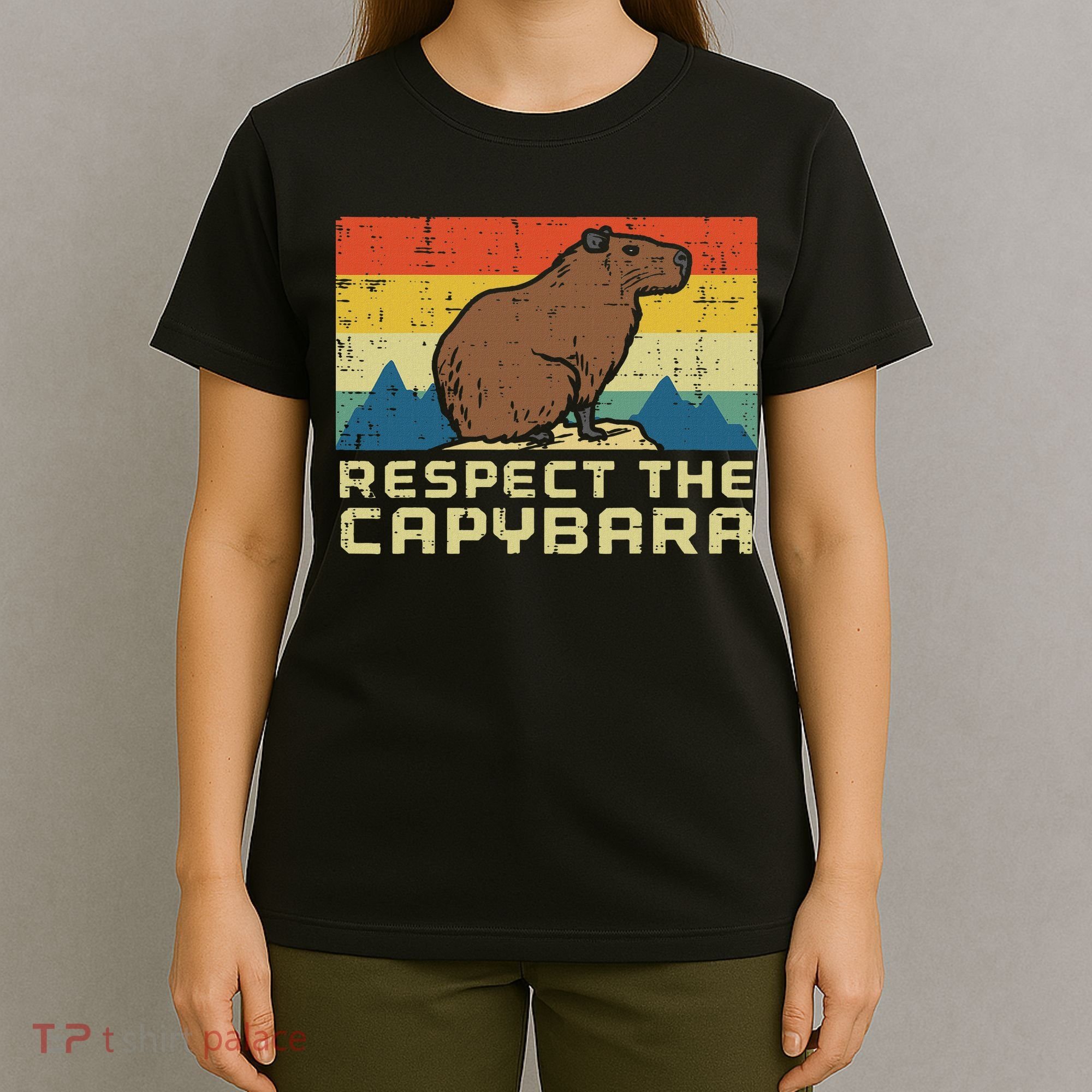 Respect The Capybara Retro Capy Rodent Animal Women T-Shirt
