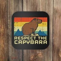 Respect The Capybara Retro Capy Rodent Animal Women Coaster thumb 0