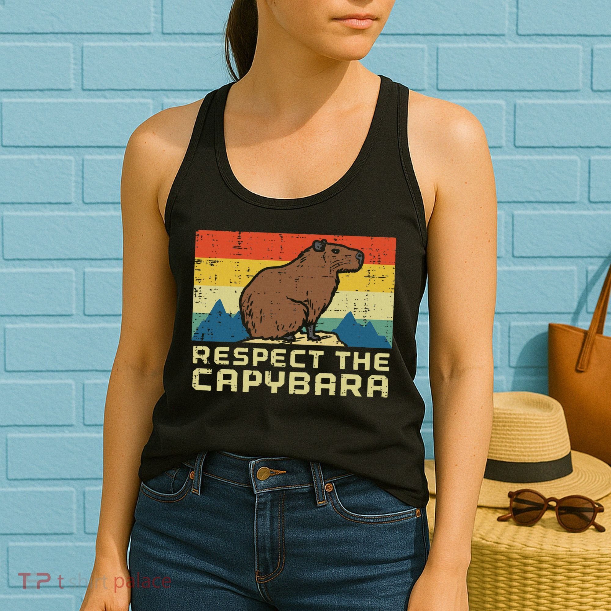 Respect The Capybara Retro Capy Rodent Animal Women Women's Tank Top