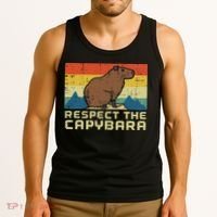 Respect The Capybara Retro Capy Rodent Animal Women Tank Top thumb 3