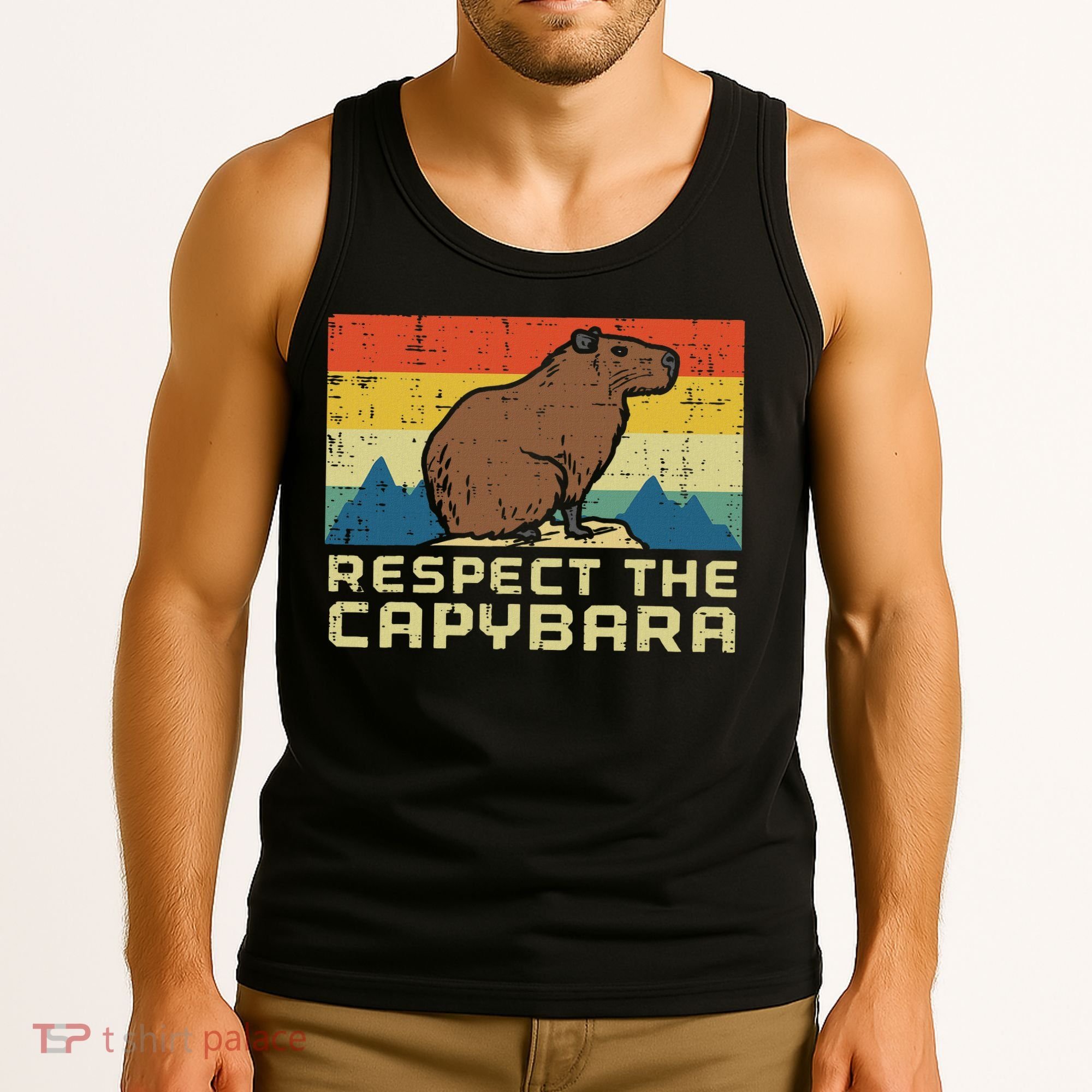 Respect The Capybara Retro Capy Rodent Animal Women Tank Top
