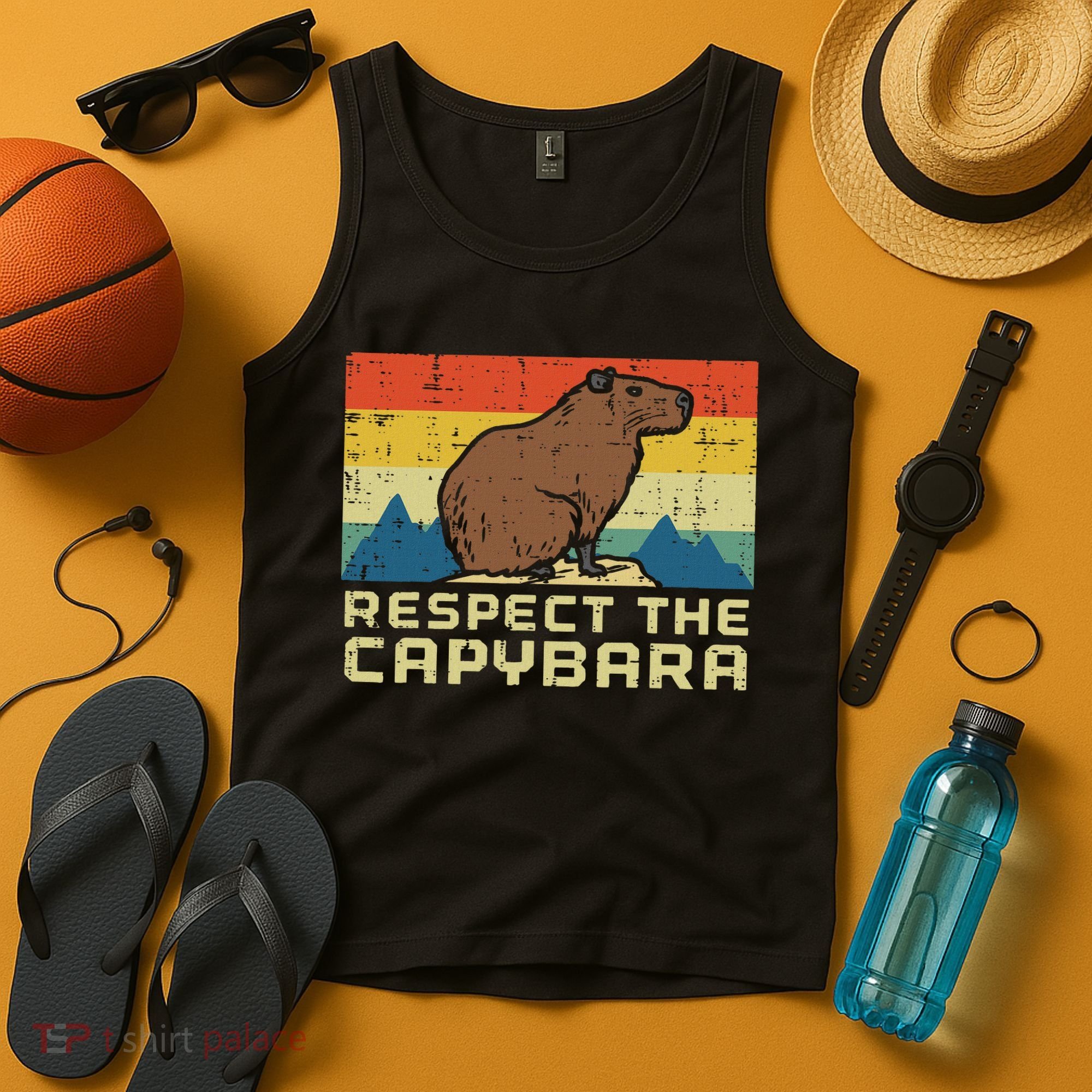Respect The Capybara Retro Capy Rodent Animal Women Tank Top