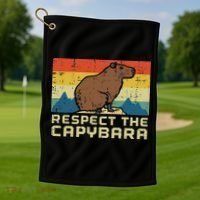 Respect The Capybara Retro Capy Rodent Animal Women Golf Towel thumb 1