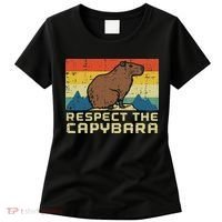 Respect The Capybara Retro Capy Rodent Animal Women Women's T-Shirt thumb 0