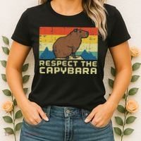 Respect The Capybara Retro Capy Rodent Animal Women Women's T-Shirt thumb 2