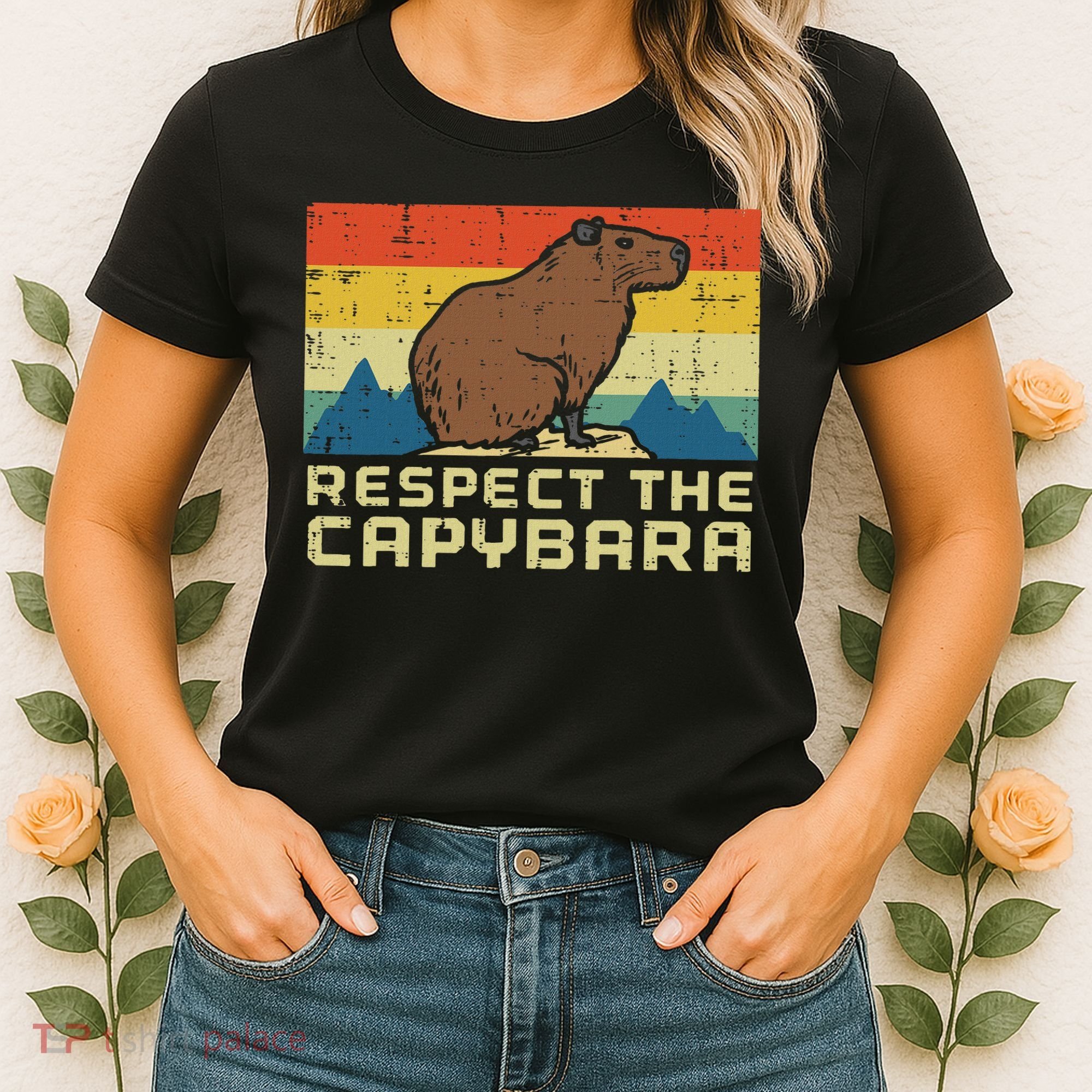 Respect The Capybara Retro Capy Rodent Animal Women Women's T-Shirt