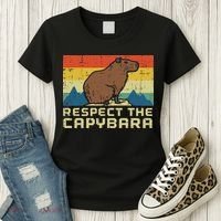 Respect The Capybara Retro Capy Rodent Animal Women Women's T-Shirt thumb 3