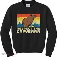 Respect The Capybara Retro Capy Rodent Animal Women Kids Sweatshirt thumb 0