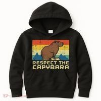 Respect The Capybara Retro Capy Rodent Animal Women Kids Hoodie thumb 0