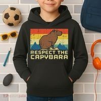 Respect The Capybara Retro Capy Rodent Animal Women Kids Hoodie thumb 2