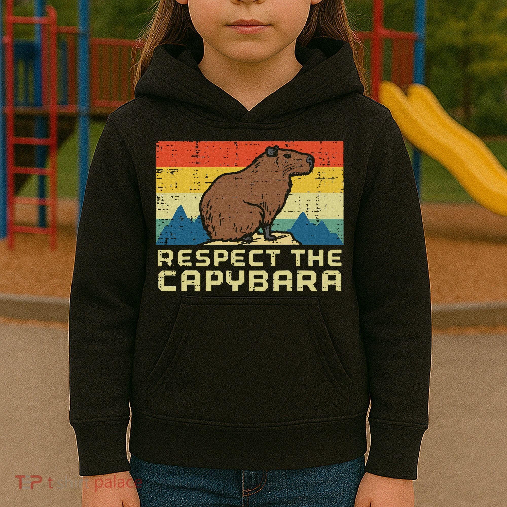 Respect The Capybara Retro Capy Rodent Animal Women Kids Hoodie