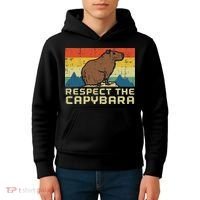 Respect The Capybara Retro Capy Rodent Animal Women Kids Hoodie thumb 4