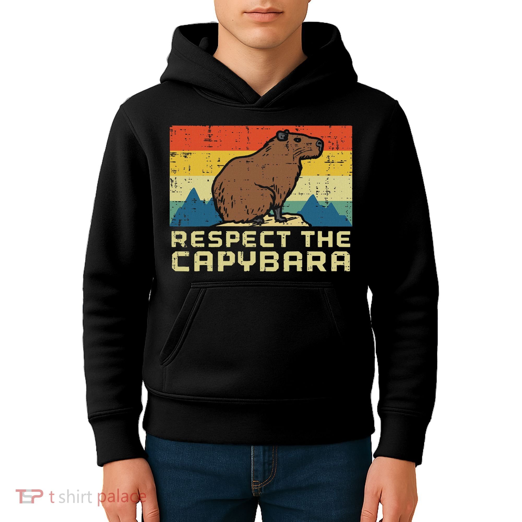 Respect The Capybara Retro Capy Rodent Animal Women Kids Hoodie